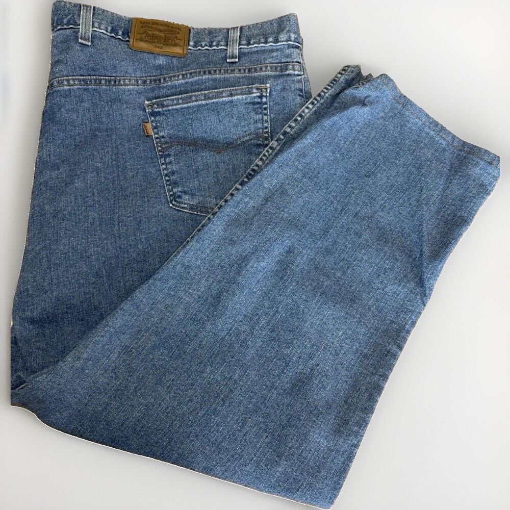 Vintage Levi 540 Jeans Mens 54x32 Blue Denim Brown Tab Big & Tall Made in USA 90